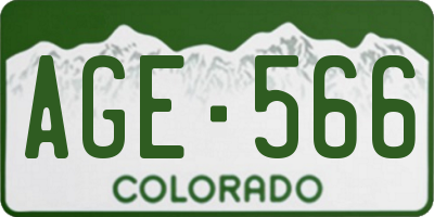 CO license plate AGE566