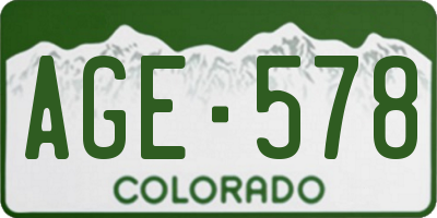 CO license plate AGE578