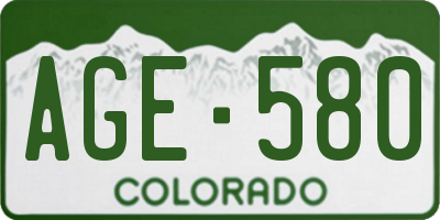 CO license plate AGE580