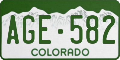 CO license plate AGE582
