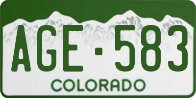 CO license plate AGE583