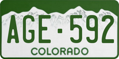 CO license plate AGE592