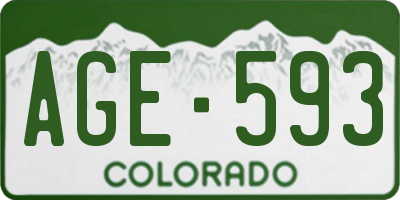 CO license plate AGE593