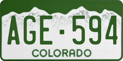 CO license plate AGE594