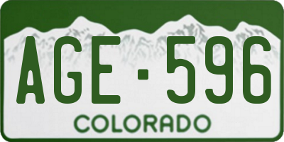 CO license plate AGE596