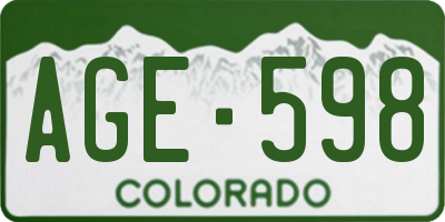 CO license plate AGE598