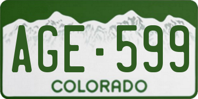 CO license plate AGE599