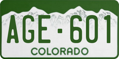 CO license plate AGE601