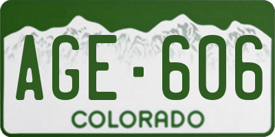 CO license plate AGE606
