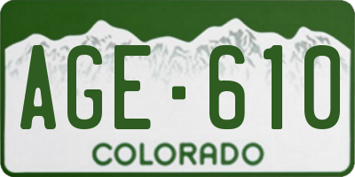 CO license plate AGE610