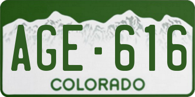 CO license plate AGE616