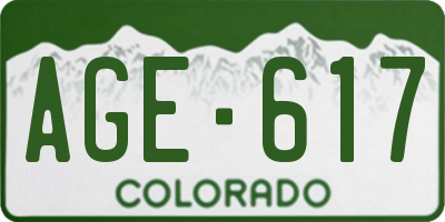 CO license plate AGE617