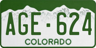 CO license plate AGE624
