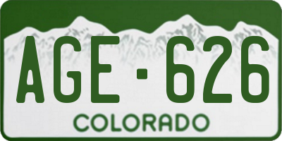 CO license plate AGE626