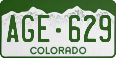 CO license plate AGE629