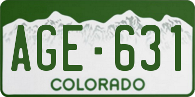 CO license plate AGE631