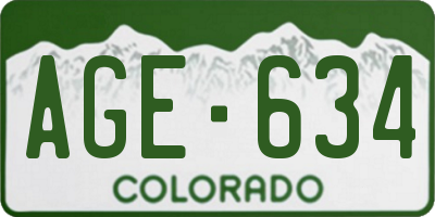 CO license plate AGE634