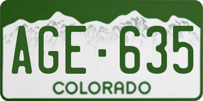 CO license plate AGE635