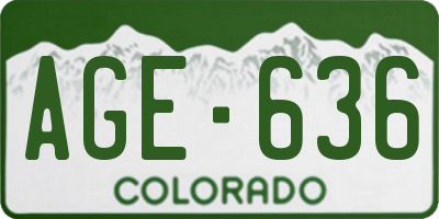 CO license plate AGE636