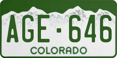 CO license plate AGE646