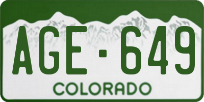 CO license plate AGE649