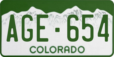 CO license plate AGE654