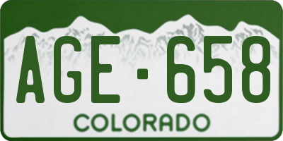 CO license plate AGE658