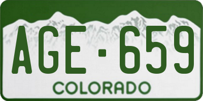 CO license plate AGE659