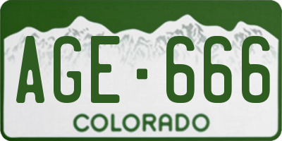 CO license plate AGE666