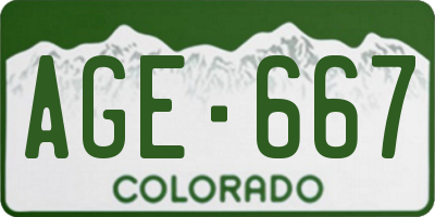 CO license plate AGE667