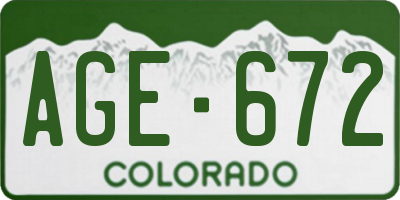 CO license plate AGE672