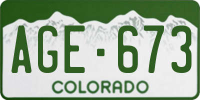 CO license plate AGE673