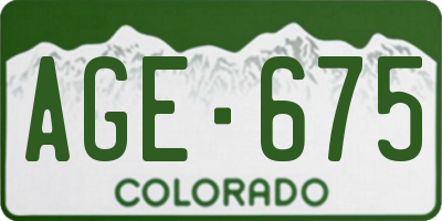 CO license plate AGE675