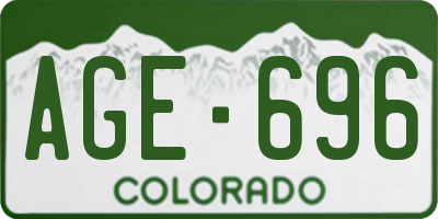 CO license plate AGE696