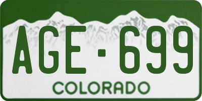 CO license plate AGE699