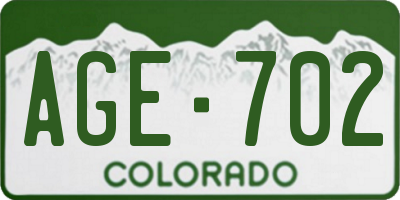 CO license plate AGE702