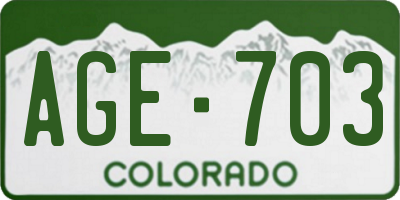 CO license plate AGE703