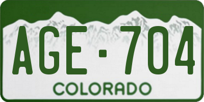 CO license plate AGE704
