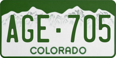 CO license plate AGE705