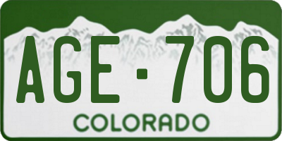 CO license plate AGE706