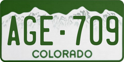 CO license plate AGE709
