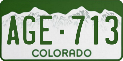 CO license plate AGE713