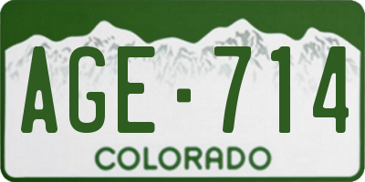 CO license plate AGE714
