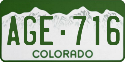 CO license plate AGE716