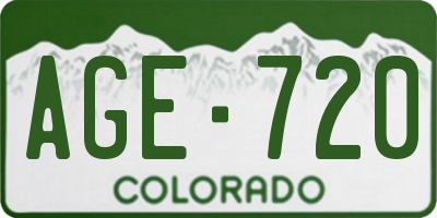 CO license plate AGE720