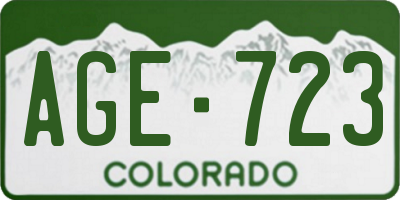CO license plate AGE723
