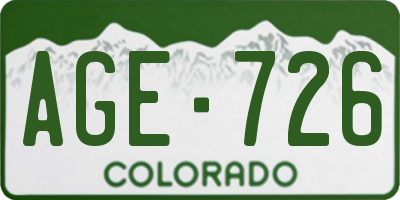 CO license plate AGE726