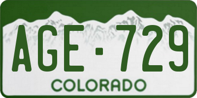 CO license plate AGE729