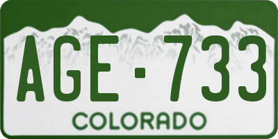 CO license plate AGE733