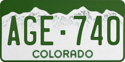 CO license plate AGE740